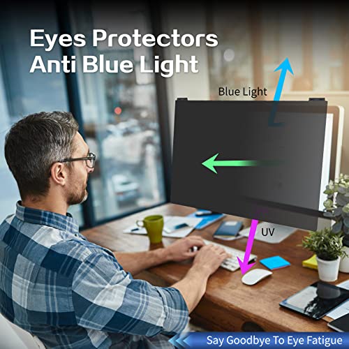Image of Computer Privacy Screen Filter 21.5 Inch, 9H Hardness Hanging Computer Screen Privacy Shield Compatible with 16:9 Widescreen Monitor, Eye Protection and Blue Light Blocks