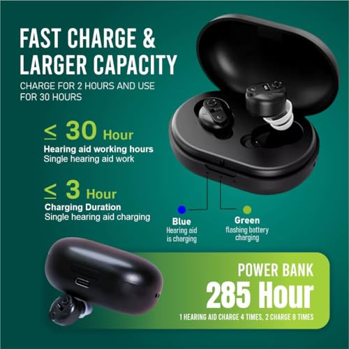 Image of Aika AG-7901 Digital Wireless Rechargeable Mini CIC Ear Hearing Aid Machine Device for Old Age and Seniors (Black, 1 Piece, With Dry Kit, 1 Year Warranty)