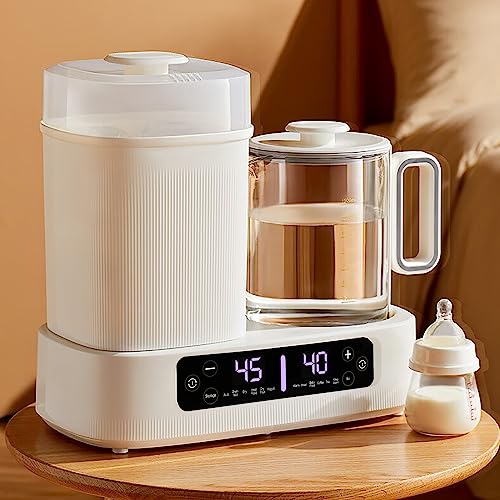Hoapin Calienta Biberones, Esterilizador Biberones 10 en 1, Calentador de Biberones, 1.5 L Hervidor Agua Eléctrico Multifuncional con Pantalla LCD y Control de Temperatura