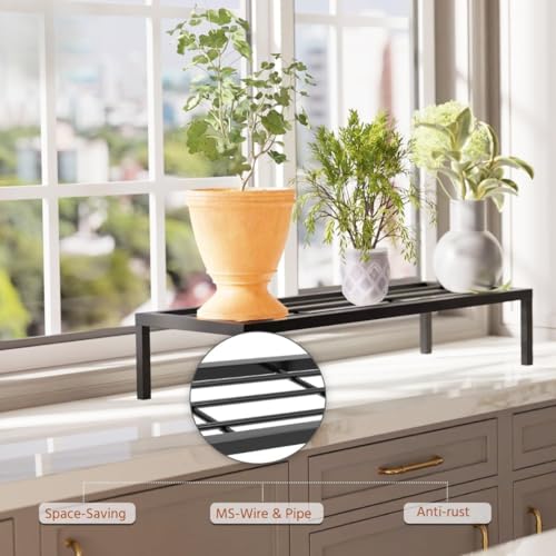 Image of Giore Heavy-Duty Thick Metal Plant Stand 2 Pcs | Rust-Proof | Plant Stand for Balcony, Living Room, Garden & Outdoor Dcor | Sturdy Flower Pot Holder for Planters (Black, Set of 2)