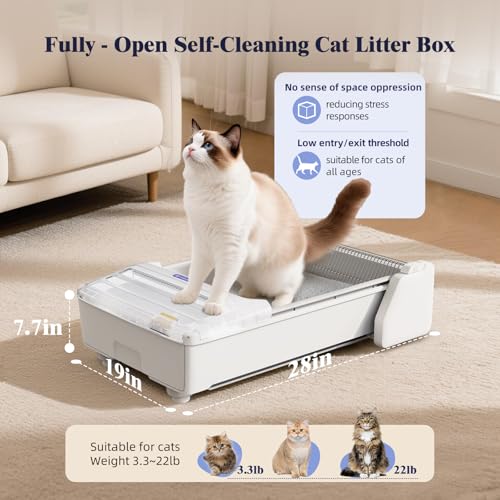 Robotail Open Top Automatic Litter Box, Self Cleaning Cat Litter Box with Roomy Space for Large Cats+Vis Waste Bin, XXL Electric Cat Litter Box Automatic Cleaning for Multi Cats, Auto Litter Box - Image 3