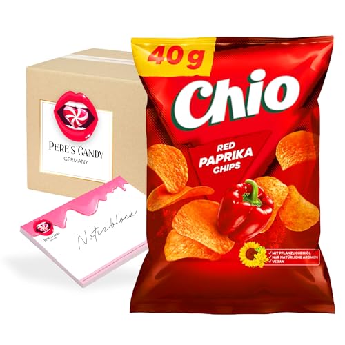 Pere's Candy Bundle für 12 x 40g Chio Chips Red Paprika + Pere's Candy Notepad DIN A7-25 Blatt