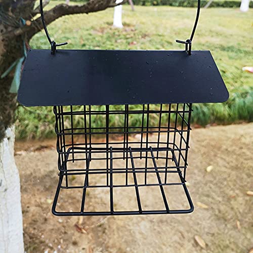 Outdoor Wild Bird Feeder Metal Opknoping Vogelvoederhuis Washable Zwart Small Regendicht Eekhoorn-proof Single Suet Cake… - Afbeelding 5