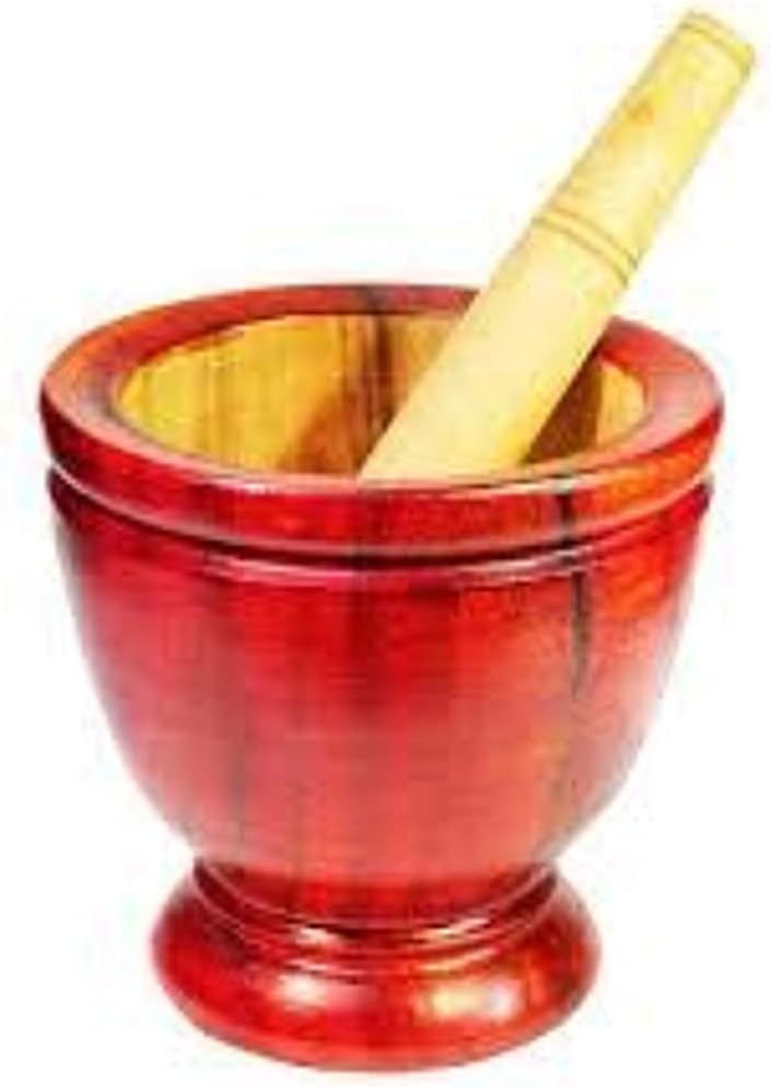 PunPund Wooden Mortar 8 Inches Pestle Grinding Herb Garlic