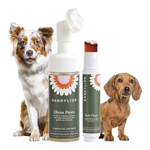 Dandylion Daily Paw Care Kit – No‑Rinse Paw Cleaner + Hydrating Paw Lotion with Brush – Gentle, pH‑Balanced, Fragrance‑Free, Plant‑Based