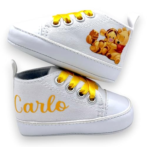 LulluLab Scarpine Neonato personalizzate con nome, primi passi, ottima idea regalo. (Winny 3-6 mesi)
