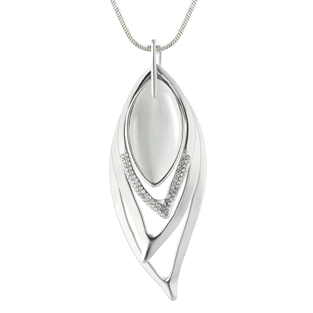 Solid Long Sweater Necklaces for Women Elegant Triple Stack Cubic Zirconia Pendant Rhombic Rhinestone Pendant Y Necklaces Fashion Jewelry…