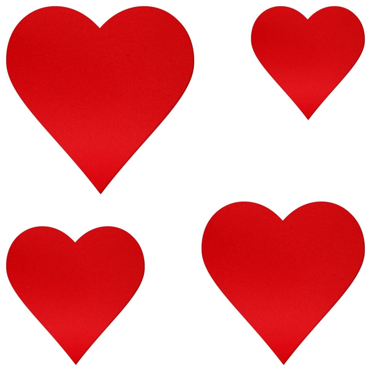 Panno di feltro rosso a forma di cuore - 3-60 cm altezza x larghezza per hobbistica e decorazione. Singolo o in set da 10, 25, 50 o 100 pezzi.