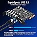 PCIe USB 3.2/3.1 Gen 2 Card SuperSpeed 10Gbps Bandwidth 7-Ports (2X USB-C - 5 Type A) Expansion Card USB C PC Card Internal Port hub for Windows 10/8/7 and Mac OS 4.1/5.1 Above