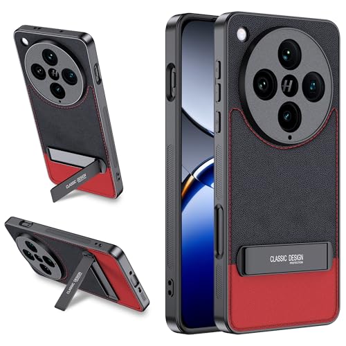 Lemxiee Case für Oppo Find X8 Pro Handyhülle mit Klappbarer Bügel & Anti-Fingerabdruck & rutschfest Flexibles Silikon + PU Leder Cover für Oppo Find X8 Pro hülle