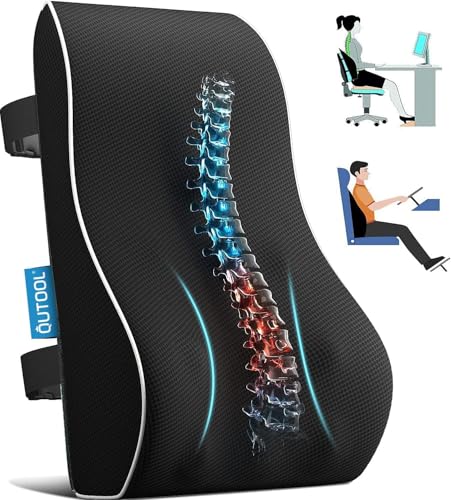 Image of Voltonix Support Pillow for Office ChairCarBack Support Pillow, Memory Foam Gaming Chair Desk Chair Back Cushion for Lower Back Pain Relief(Black,Back Support)