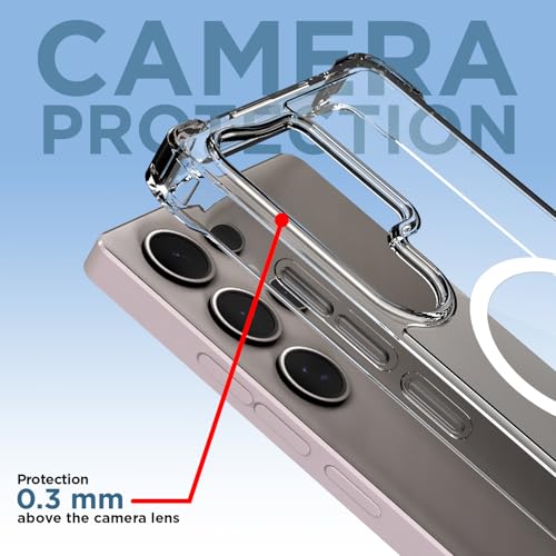 Image of Amazon Basics Back Cover for Samsung Galaxy S24 Ultra 5G Mag-Safe Shockproof PC + TPU Protective Case Magnetic Support Bumper Case (Transparent Mag-Safe)