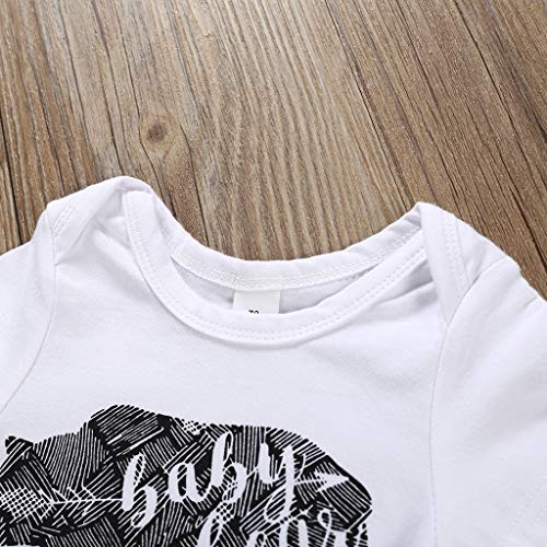 (0-18 Months) Newborn Infant Baby Boy Clothes Bear Letter Romper+ Pants+Hat 3Pcs Outfits Set Infant and Toddler Short-Sleeved Bear Print Hakama + Gray Trousers + Hat Three-Piece Suit