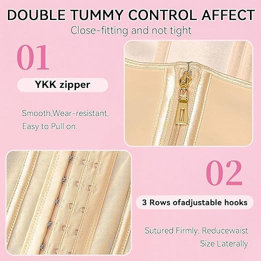 Image of Waist Trainer for Women,Corset with Zipper and Hook Tummy Control Girdle Workout Body Shaper With Adjustable