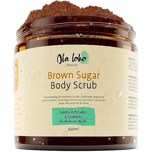 Brown Sugar Body Exfoliator - Natural Scrub for Women & Men, Firm and Hydrated Skin, Vegan Treatment for Dead Skin, Salt Scrub