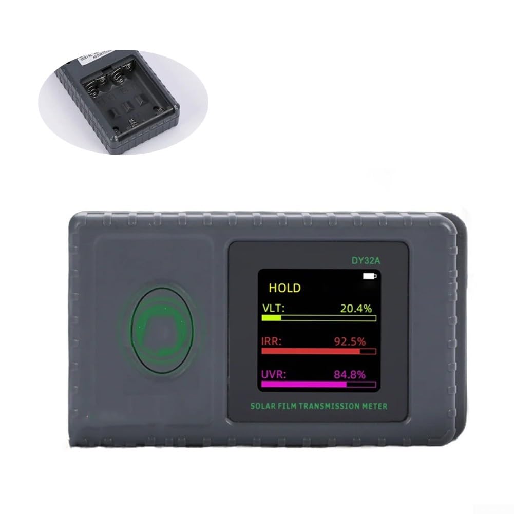 Medidor de transmitancia solar portátil para pruebas de transmisión UV, IR y luz, probador de barrera de película para ventana con función de bloqueo de datos, material ABS, 93 x 54 x 24 mm