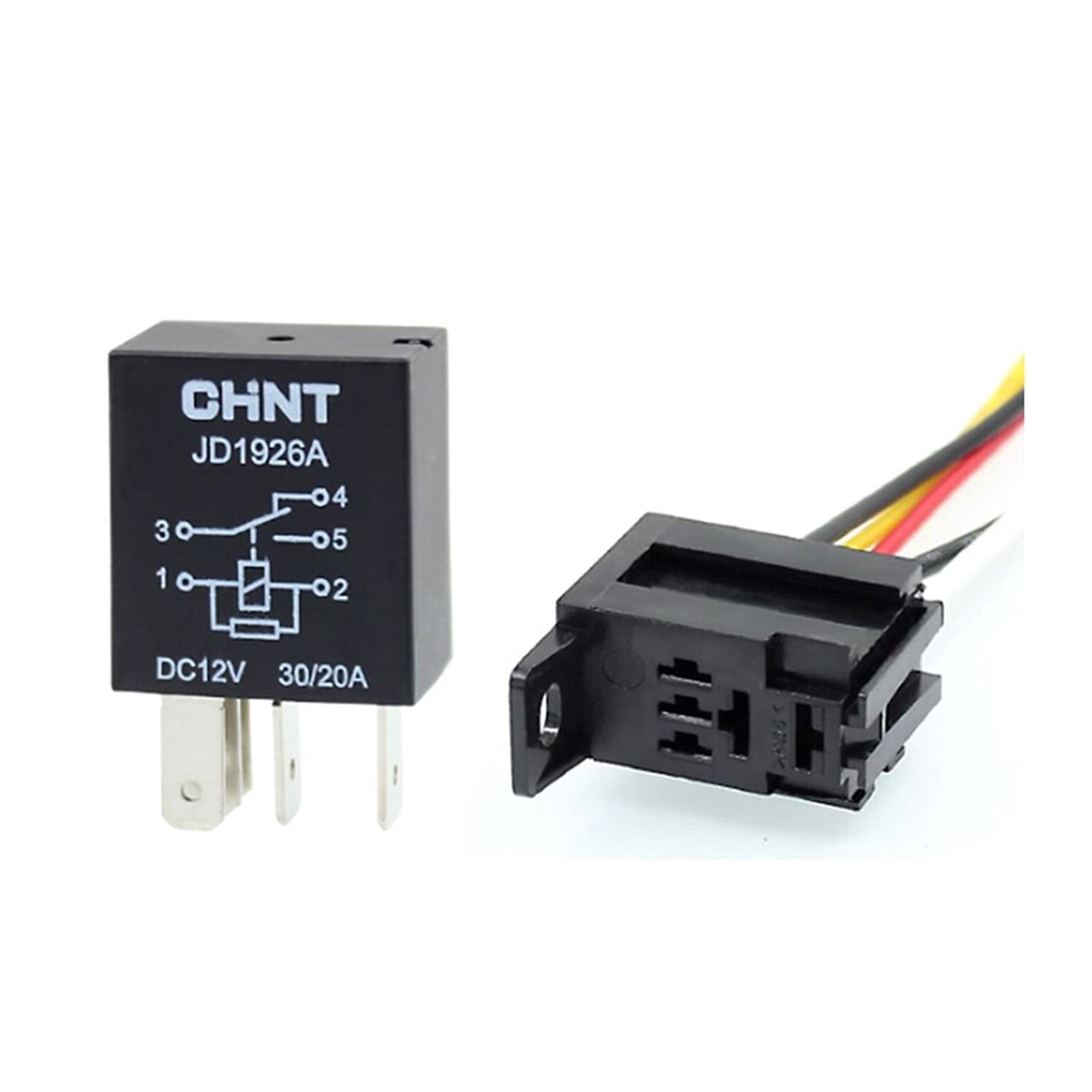AQHYEBNSR Relay 30A Auto-Relay 12V-24V 4Pin 5pin Automotive with Wire Harness Socket for Oil Pump Air Conditioner Fan(12v 4pin)
