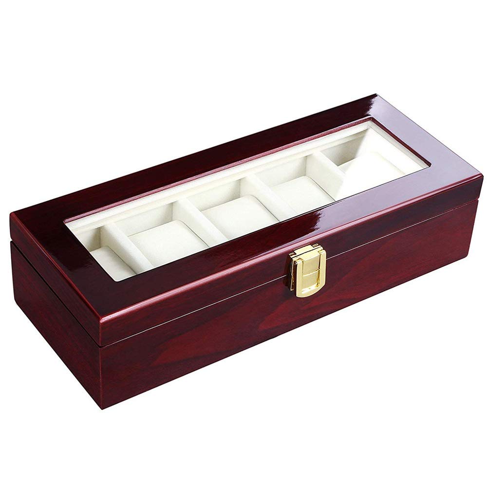 DFHEsdfD Watch boxes, 2-12 Grids Wooden Watch Storage Case Display Box Jewelry Collection Organiser Holder