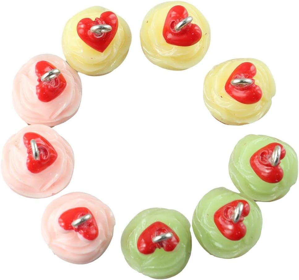 30Pcs Cup Cake Charms,10 Colors Imiated Food Resin Pendants with Loop for DIY Jewelry Making - Image 4