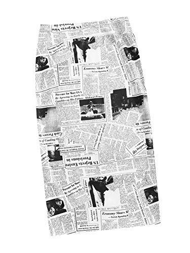 WDIRARA Women's Casual Mid Waist Newspaper Print Split-Back Pencil Midi Skirt Black and White S