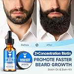 Beard Growth Oil & Beard Balm - Beard Growth Kit with 2X Concentration Biotin for Men, Natural Ingredients with Argan Oil, Jojoba Oil and Vitamin (Sandalwood) - Image 2