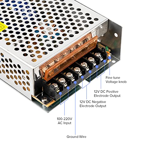 BTF-LIGHTING AC100-240V to DC12V16.5A Max198W Switching Power Supply Device Transformer Adapter Converter for LED Strip Module,CCTV Camera,Security System,Radio,Cats3