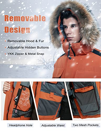 Image of HARD LAND Men's Down Parka Extreme Warm Winter Jacket With Real Fur Hood Short /Long
