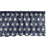 Ambesonne Star Window Valance, Patriotic Star of The American Flag Independence Themeds of Freedom, Curtain Valance for Kitchen Bedroom Decor with Rod Pocket, 54' X 12', Night Blue