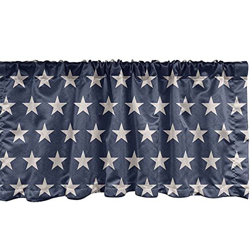 Ambesonne Star Window Valance With Rod Pocket Patriotic Star Of The American Flag Independence Theme Of Freedom Print Curtain Valance For Bedroom Living Room Kitchen Retro Decor 54" X 18" Night Blue #TOP10