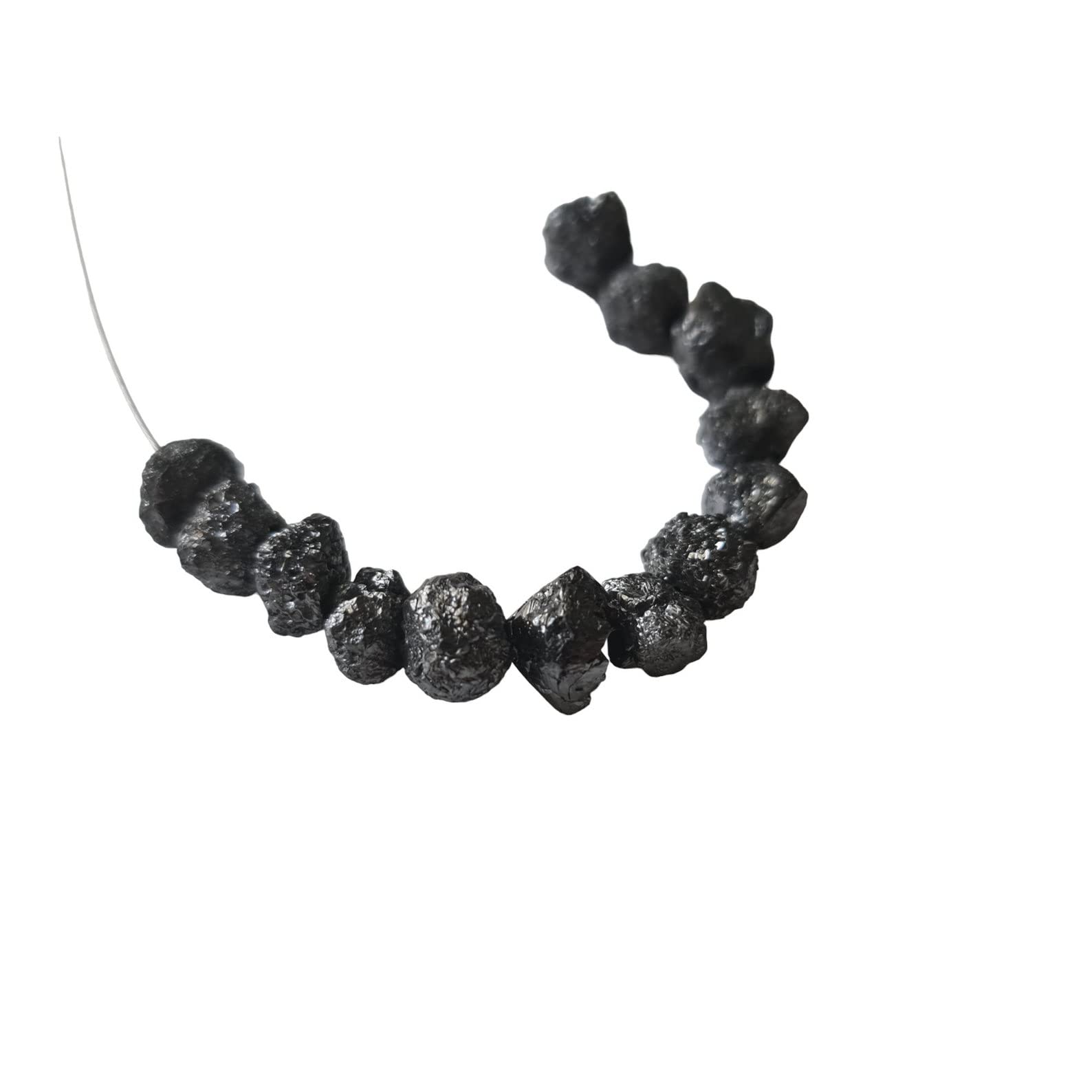8–8,5 mm große schwarze Rohdiamantperlen für Damen, 2 mm großer, gebohrter schwarzer Diamant, loser Diamant, schwarze Rohdiamantperlen (1 Stück bis 2 Stück Optionen) – PDD54