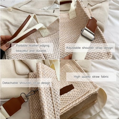 Image of Cherry Tote Bag for Women Canvas Patched Purse Cute Shoulder Bag Multi-Pocket Satchel Handbag for work travel