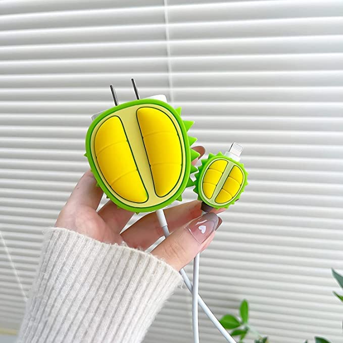 Image of Cartoon 3D Design Protective Case for 18W 20W iPhone 14 13 12 11 Pro Max Fast Charging Cable Adapter Charger, Cute Cartoon Lightning Data Cable Case for iPhone ChargerDURAIN Green