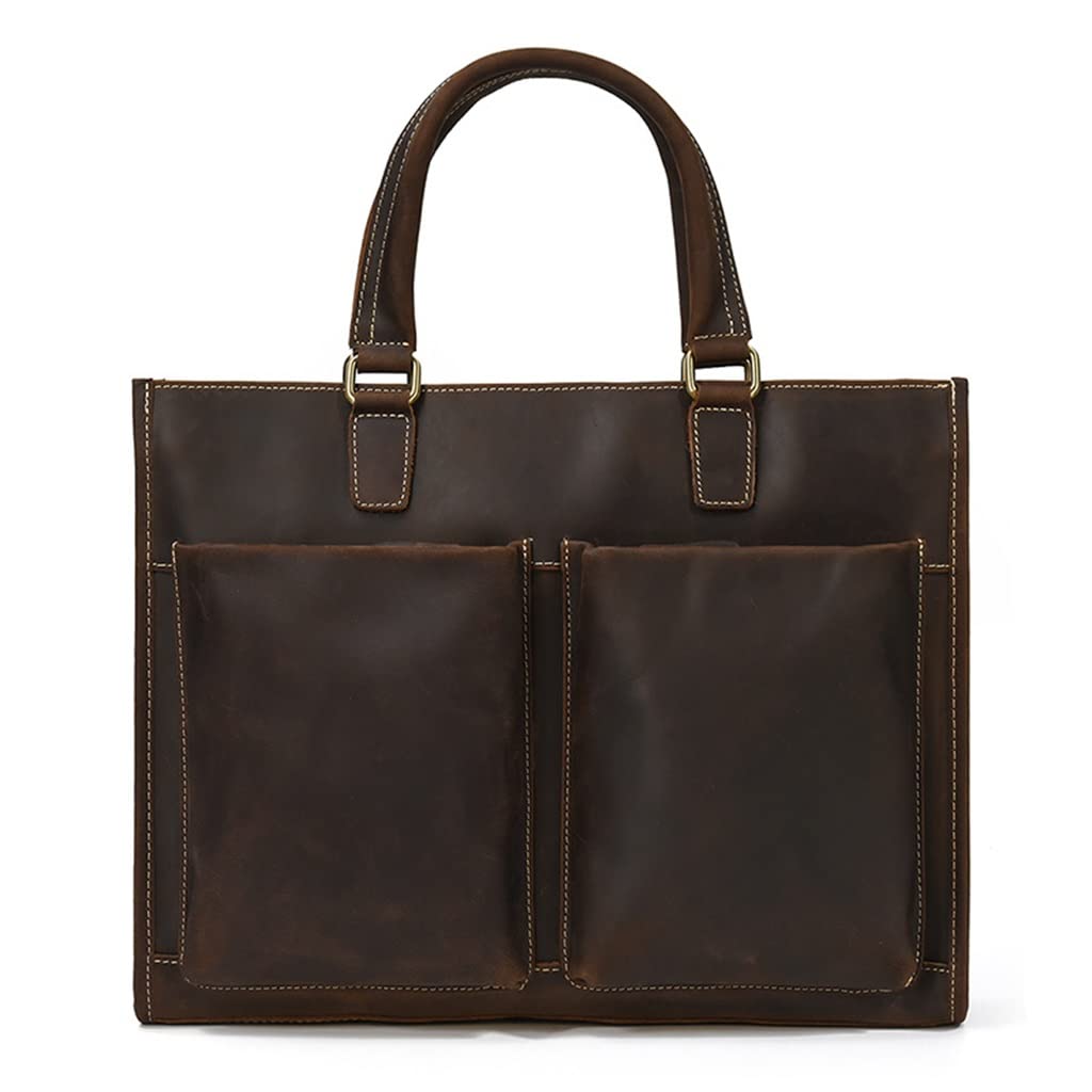 Briefcase Handbag Cowhide Shoulder Crossbody Bag Computer Bag Men Leather (Color : B, Size : As Shown in The Picture)