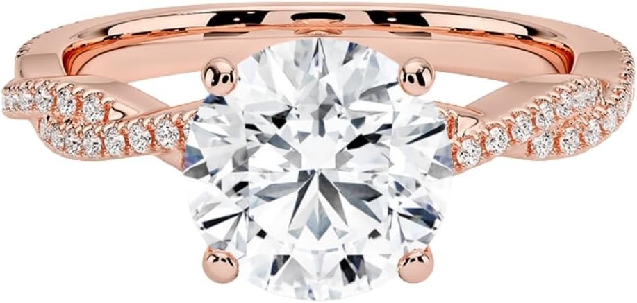 1-3 CT Moissanite Engagement Ring Colorless VVS1 10K 14K 18K Solid Gold & 925 Sterling Silver Twisted Vine Solitaire Moissanite Ring Christmas Gift For Women