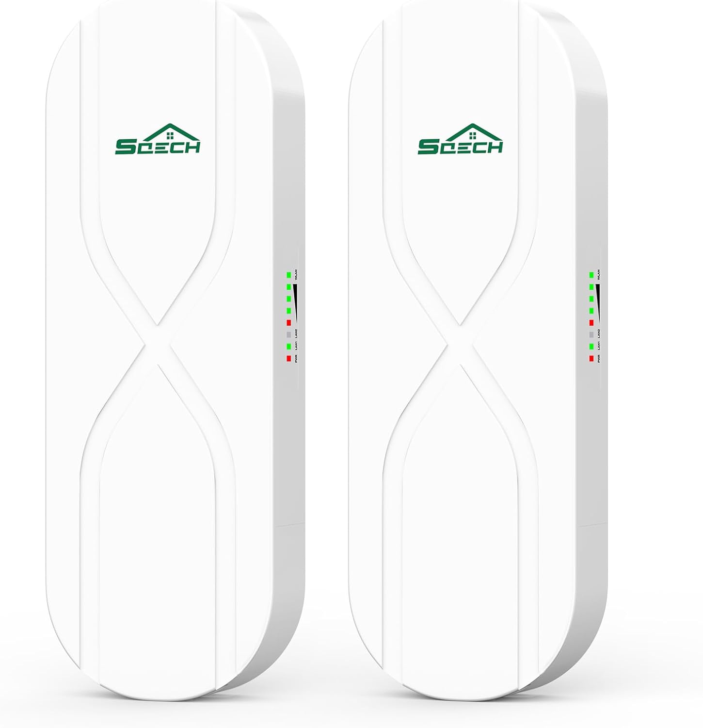 Wireless Bridge,SQECH WB503X-S Point to Point Wireless Bridge with 100/100Mbps LAN Ports, 3KM 5.8G WiFi Bridge for PTP/PTMP with 14dBi High Gain Antenna,24V-55V POE Power Supply,2 RJ45 LAN Port,2 Pack