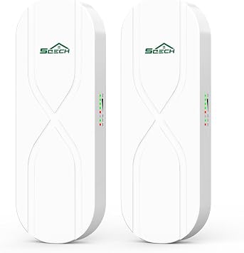 Wireless Bridge,SQECH WB503X-S Point to Point Wireless Bridge with 100/100Mbps LAN Ports, 3KM 5.8G WiFi Bridge for PTP/PTMP with 14dBi High Gain Antenna,24V-55V POE Power Supply,2 RJ45 LAN Port,2 Pack