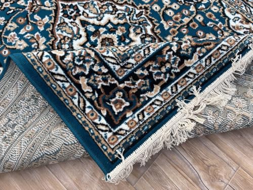 Image of TTC THREAD & TEXTURE CARPET Traditional Comfort: Power-Loomed Carpets for Living Room- Every Space Area Rug Color Blue Size 6x8 Feet (180x235cm)
