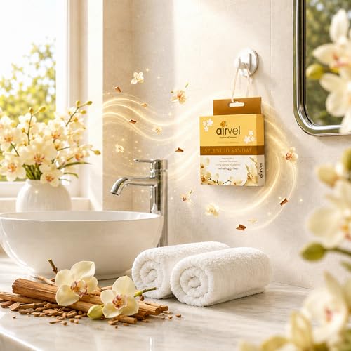 Image of Airvel Splendid Sandal Fragrance Block Pack of 5 (75g Each) | Bathroom Freshener | Toilet Perfumes & Fresheners | Bathroom Odor Remover | Non-Toxic | Long-Lasting Freshness Up to 45 Days