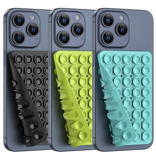 Image of Double Sided Silicone Suction Phone Holder Mount, Silicon Accessory for iPhone and Android, Hands-Free Mirror Shower Phone Holder, TikTok Videos and Selfies (Combo D)