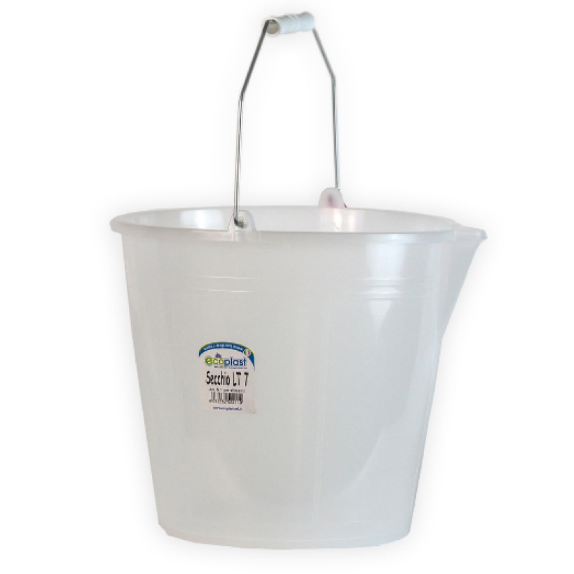 Ecoplast | Secchio 7 Litri con Manico Ergonomico e Becco, Azzurro, ø 24, Made in Italy