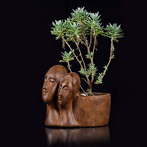 Image of Lasaki Couple Antique Ceramic Pots for Indoor & Outdoor Plants | Decorative Balcony, Garden & Office Succulent Pot | Unique Designer Gamla Ceramic planters pots (16cm X 10cm X 14.5cm)
