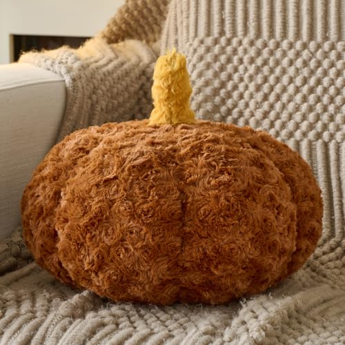 ZCNYCLAM Pumpkin Pillow, Fall Decorative Pillows for Couch, Pumpkin Plush Throw Pillows for Bed (Brown, 8.6 Inches)