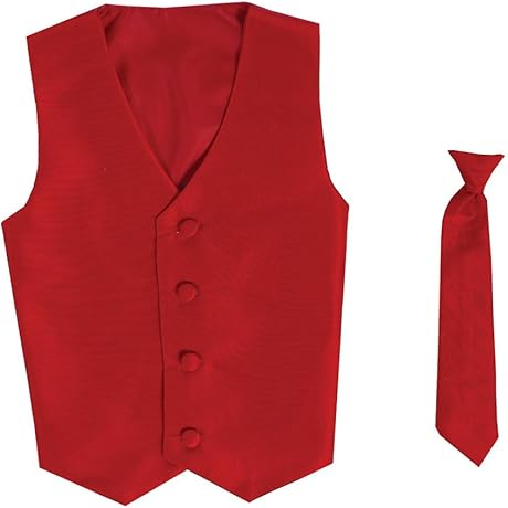 Red Boys Vest and Clip On Necktie Set: A Dapper Ensemble for Special Occasions