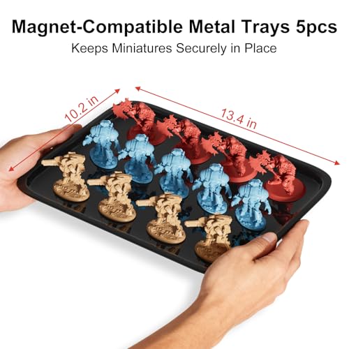 Image of Vitula Miniatures Carrying Case, Large Capacity Miniature Storage Display Cases for Collectibles, with 5 Trays, Portable Figure Display Case for Miniature Storage & Carrying (L)