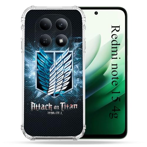 Coque Redmi Note 15 4G Manga Attaque des Titans Noire Antichoc
