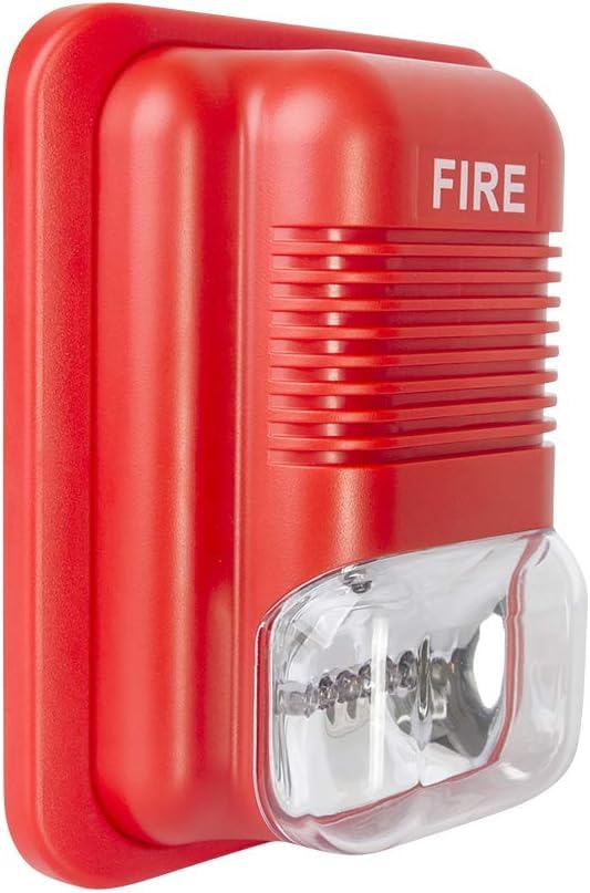 Fire Alarm Sounder with Flashing Strobe Light – Loud 110dB Siren & LED Beacon | Emergency Fire Alert System for Home, Office, Warehouse | Wall Mounted Safety Alarm