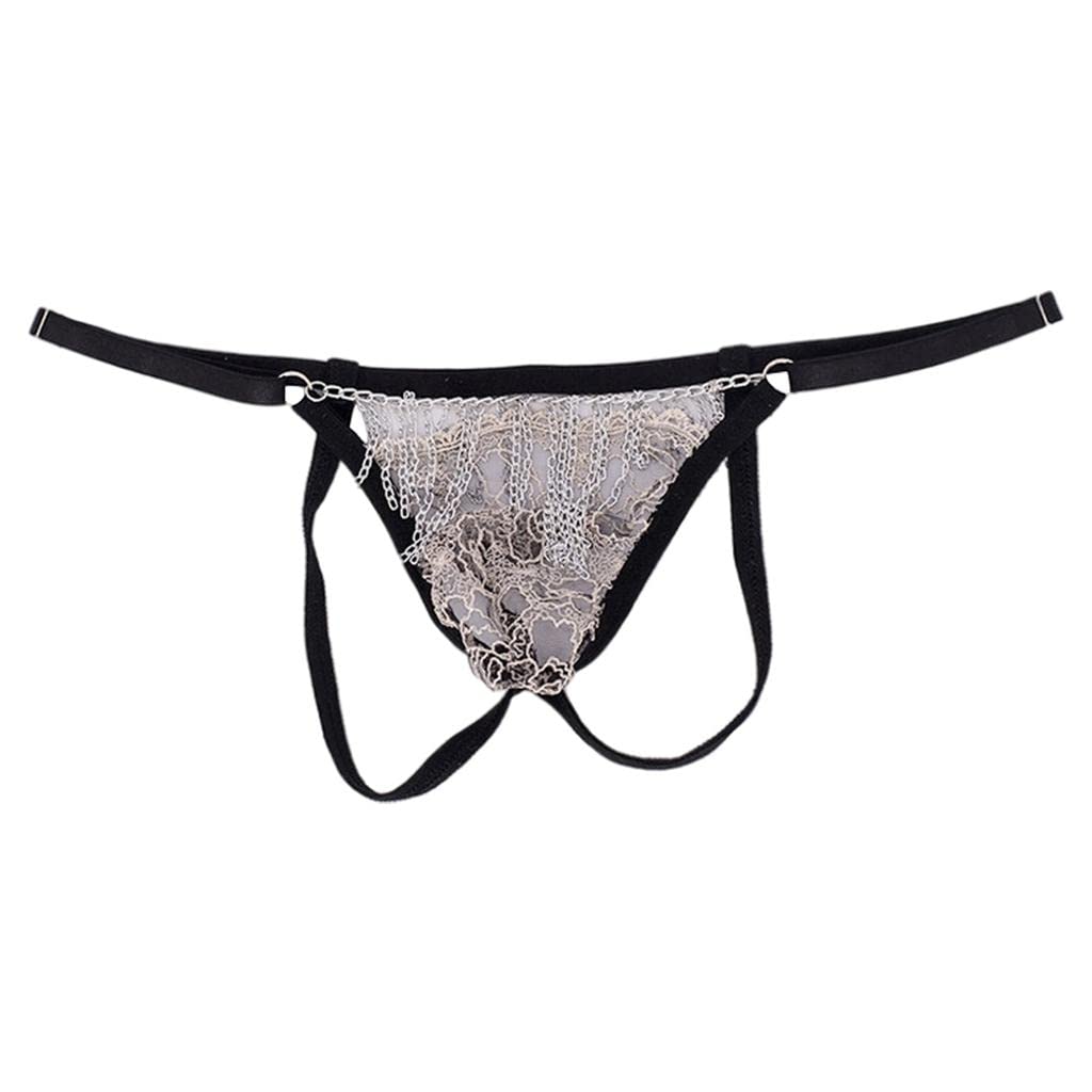 Underwear Metal Chain Tassels See-Through T-Back Men's G-String Thongs Black | Clothing Shoes & Accessories | Mens Clothing | Underwear | 1 Piece Men's Lace G-String Thongs-image-40