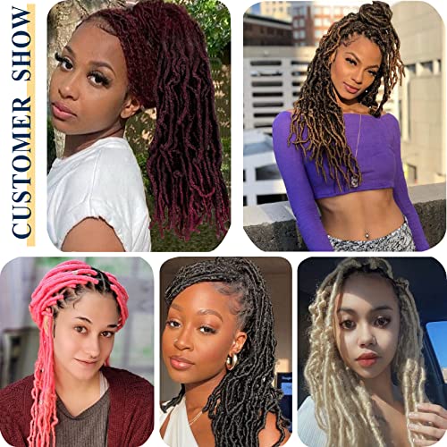 Burgundy Faux Locs 14 Inch 7 Packs New Faux Locs Crochet Hair Soft Locs Pre Looped Curly Wave Goddess Locs Crochet Hair For Black Women Crochet Braids Synthetic Hair Extensions/Tbug #TOP5