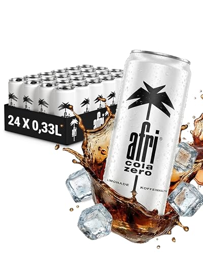 afri cola Zero – Cola-Drink kalorienfrei 24 x 330 ml in der Dose – Kultgetränk ohne Zucker mit vollem afri-Geschmack – Koffeinhaltige Cola-Limonade mit Süßungsmitteln in praktischen Getränkedosen