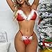 Christmas Lingerie Sets for Women Santa Babydoll Plush Trim Lingerie Halter Bra and Panty Set 2 Piece Sleepwear Red